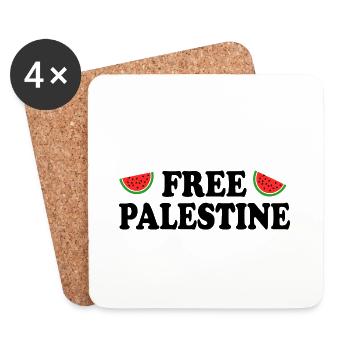Free palestine - Dessous de verre (lot de 4) - blanc - Devant