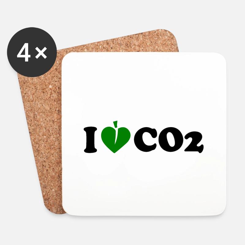 I love co2 - Dessous de verre (lot de 4) - blanc
