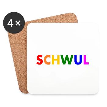 Schwul - Untersetzer (4er-Set) - Weiß - Vorne