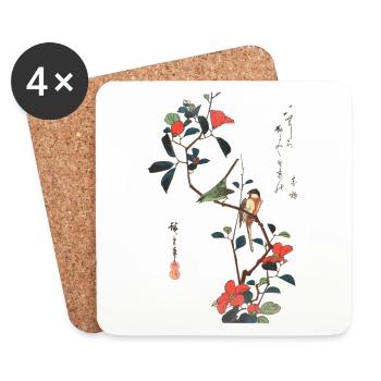Japanese Woodblock Print - Coasters (set of 4) - white - Front