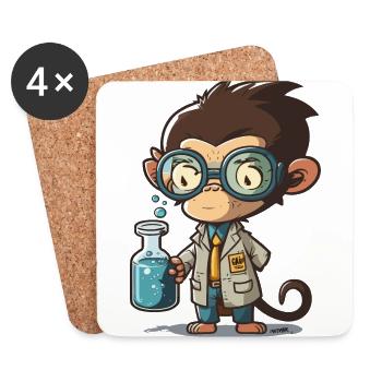 Scientifique des singes - Dessous de verre (lot de 4) - blanc - Devant