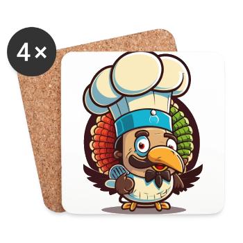 Fête de Thanksgiving - Dessous de verre (lot de 4) - blanc - Devant