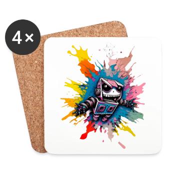 Evil Robot Series 008 - Coasters (set of 4) - white - Front