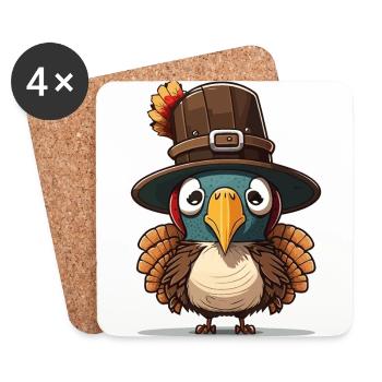Thanksgiving Turkey - Coasters (set of 4) - white - Front