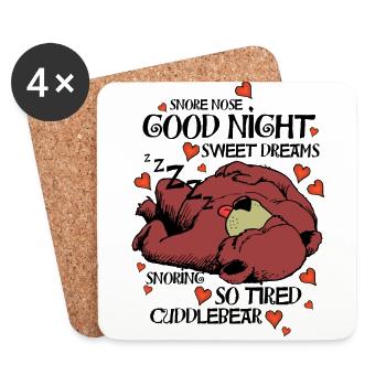 Cuddlebear Sleeping - Coasters (set of 4) - white - Front
