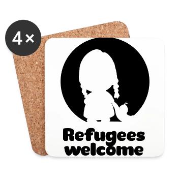 Refugees welcome - Dessous de verre (lot de 4) - blanc - Devant
