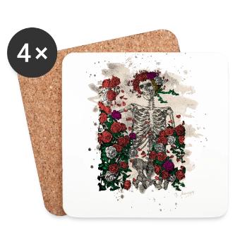 Skeleton & Roses – bleached Version - Untersetzer (4er-Set) - Weiß - Vorne