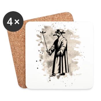 Dr. Schnabel – Pestarzt - bleached white - Untersetzer (4er-Set) - Weiß - Vorne