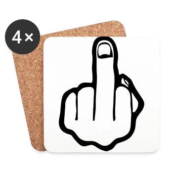 fuck you, middle finger - Dessous de verre (lot de 4) - blanc - Devant
