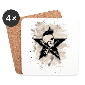 Rock-n-Roll Skull - bleached - Untersetzer (4er-Set) - Weiß - Vorne