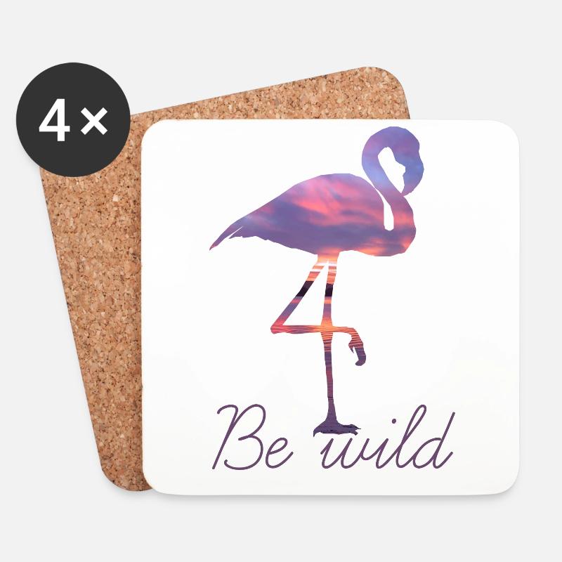 FLAMINGO BE WILD SOMMER SONNENUNTERGANG GESCHENK - Untersetzer (4er-Set) - Weiß