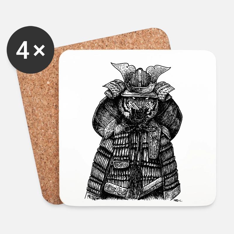 SAMURAI TIGER - Untersetzer (4er-Set) - Weiß