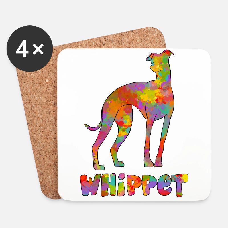 Whippet Multicolor 2 - Coasters (set of 4) - white