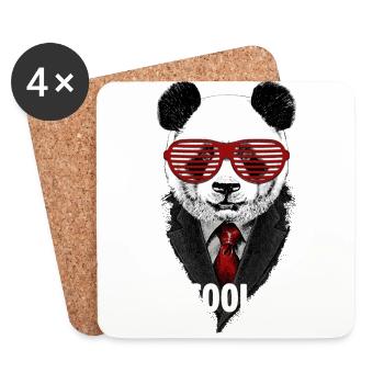 Panda - It's cool man - Geschenkidee - Untersetzer (4er-Set) - Weiß - Vorne