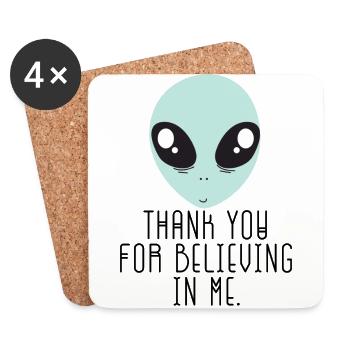 Alien / Zone 51 / UFO: Merci de croire en - Dessous de verre (lot de 4) - blanc - Devant