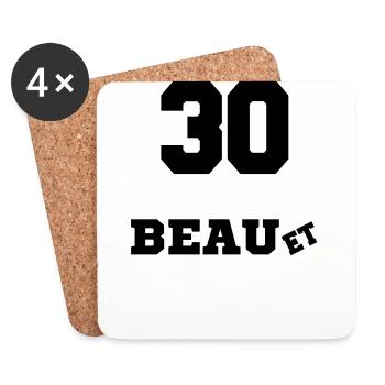 30 ANS BEAU ET MUSCLé,citations,message - Dessous de verre (lot de 4) - blanc - Devant