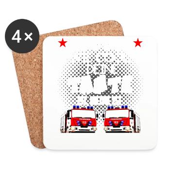 Kinder T-Shirt - Meine Tante ist Feuerwehrfrau - Untersetzer (4er-Set) - Weiß - Vorne