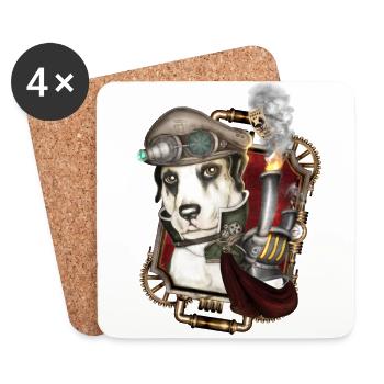 Steampunk Dog # 1 - Coasters (set of 4) - white - Front