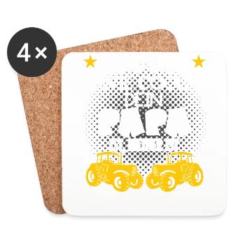 Kinder T-Shirt - Mein Papa ist cooler Landwirt - Untersetzer (4er-Set) - Weiß - Vorne