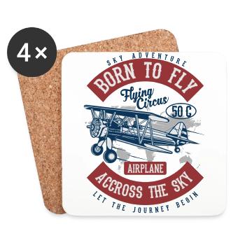 Airplane Pilot Flying Christmas Fighter plane - Coasters (set of 4) - white - Front