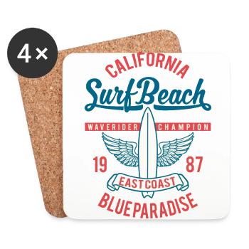 Surfing surfing christmas sun beach waves - Coasters (set of 4) - white - Front