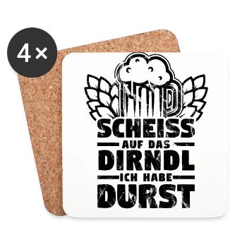 Lustiges Dirndl Kostüm Shirt Durst 2 - Untersetzer (4er-Set) - Weiß - Vorne