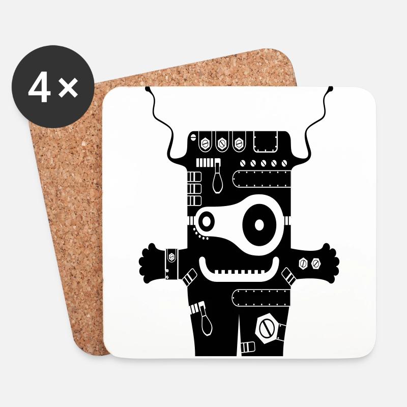 Jette Pippinchen - Tech Monster Collection - Untersetzer (4er-Set) - Weiß