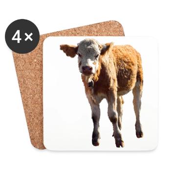 cow cow calf calf beef - Coasters (set of 4) - white - Front