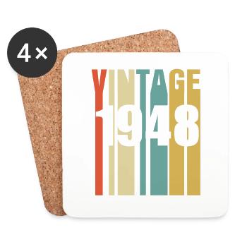 Jahrgang 1948 Retro - Untersetzer (4er-Set) - Weiß - Vorne