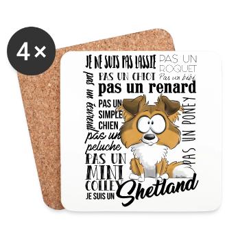 Je Suis Shetland - Fauve FR - Dessous de verre (lot de 4) - blanc - Devant