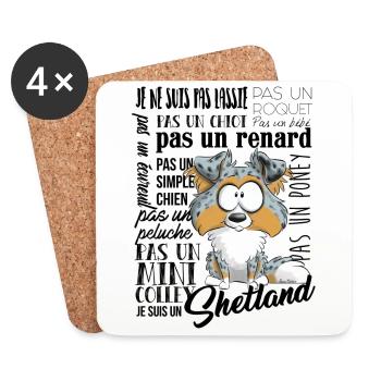 Ich bin Shetland - Blue Merle Tricolor EN - Untersetzer (4er-Set) - Weiß - Vorne