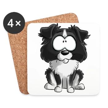 Ich bin Australian Shepherd - Schwarz - Untersetzer (4er-Set) - Weiß - Vorne