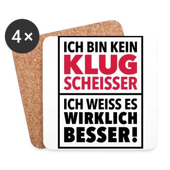 Klugscheißer Besserwisser Schlaumeier Genie genial - Untersetzer (4er-Set) - Weiß - Vorne
