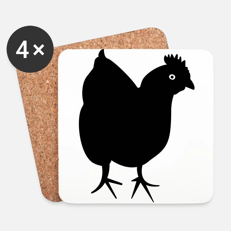 Huhn - Henne - Untersetzer (4er-Set) - Weiß