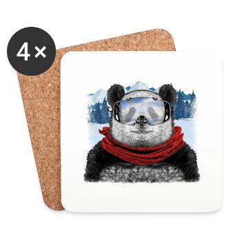 ski panda - Coasters (set of 4) - white - Front