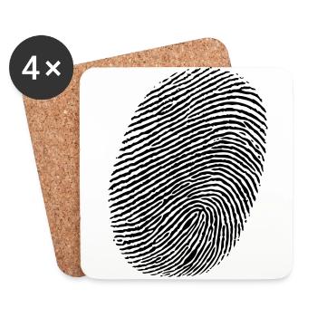 Finger - empreintes digitales - Dessous de verre (lot de 4) - blanc - Devant