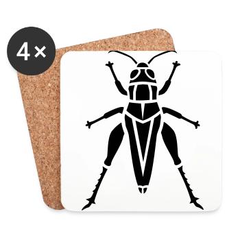 Insectes - Grasshopper - Dessous de verre (lot de 4) - blanc - Devant