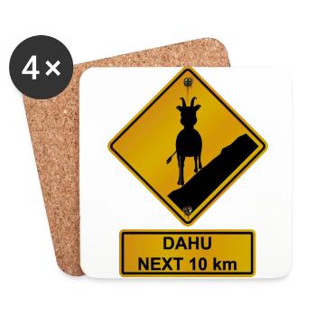 Danger roadsign traversee de dahu 2 - Dessous de verre (lot de 4) - blanc - Devant