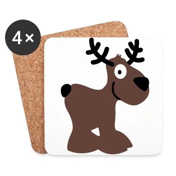 Elch Karibu Rentier Reh schnee Hirsch Weihnachten - Untersetzer (4er-Set) - Weiß - Vorne