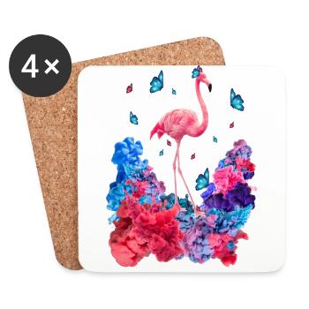 Wolken Flamingo - Untersetzer (4er-Set) - Weiß - Vorne