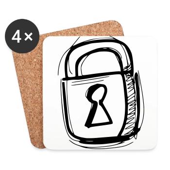 Castle - Padlock - Coasters (set of 4) - white - Front