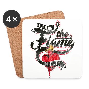 COEUR DE FLAMMES - Romantique cadeau chaud - Dessous de verre (lot de 4) - blanc - Devant