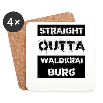Straight Outta Waldkraiburg Geschenk Stadt - Untersetzer (4er-Set) - Weiß - Vorne