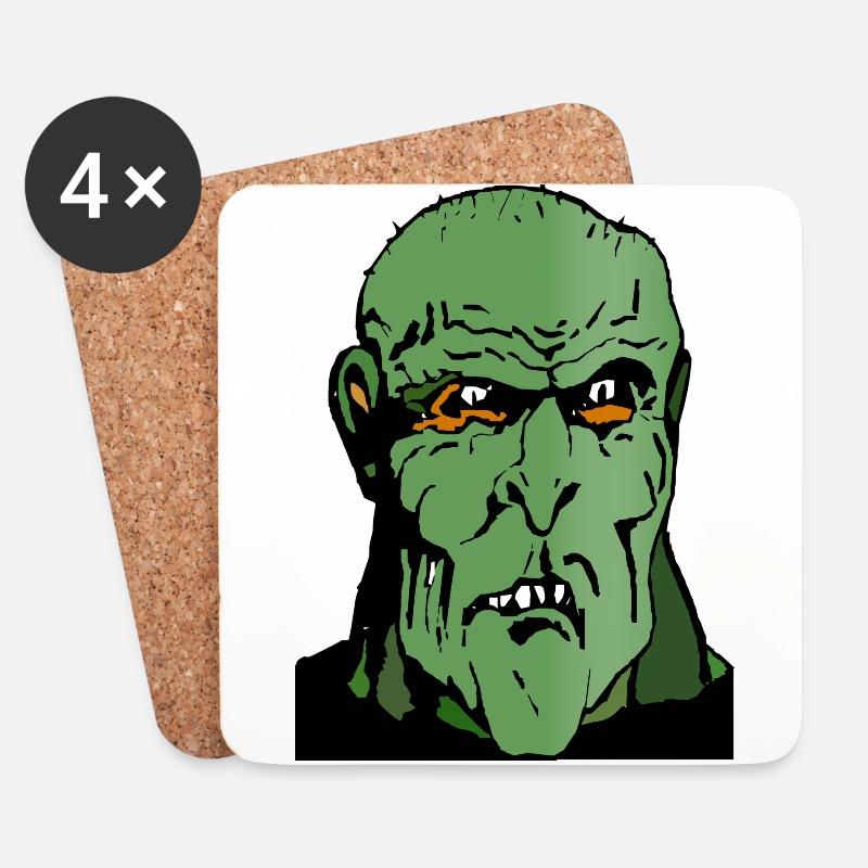 Grüner hässlicher Mann Monster - Untersetzer (4er-Set) - Weiß