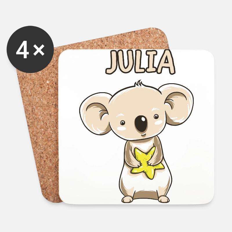 Koala lustig Kind Julia Geschenk Geburtstag Kopie - Untersetzer (4er-Set) - Weiß