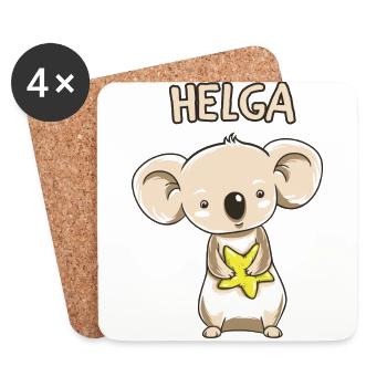 Koala lustig Kind Helga Geschenk Geburtstag Kopie - Untersetzer (4er-Set) - Weiß - Vorne