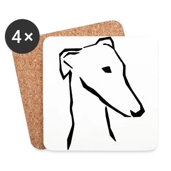 Greyhound head - Coasters (set of 4) - white - Front
