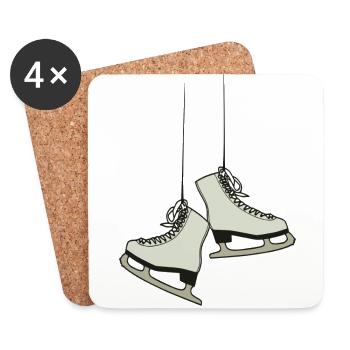 Schlittschuh - Untersetzer (4er-Set) - Weiß - Vorne