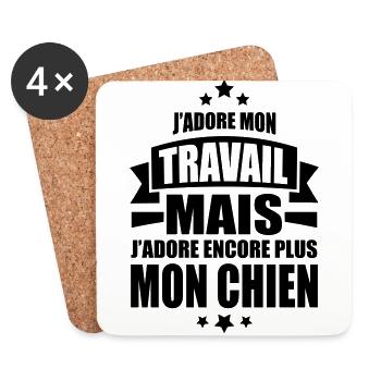 j'adore mon chien - Dessous de verre (lot de 4) - blanc - Devant