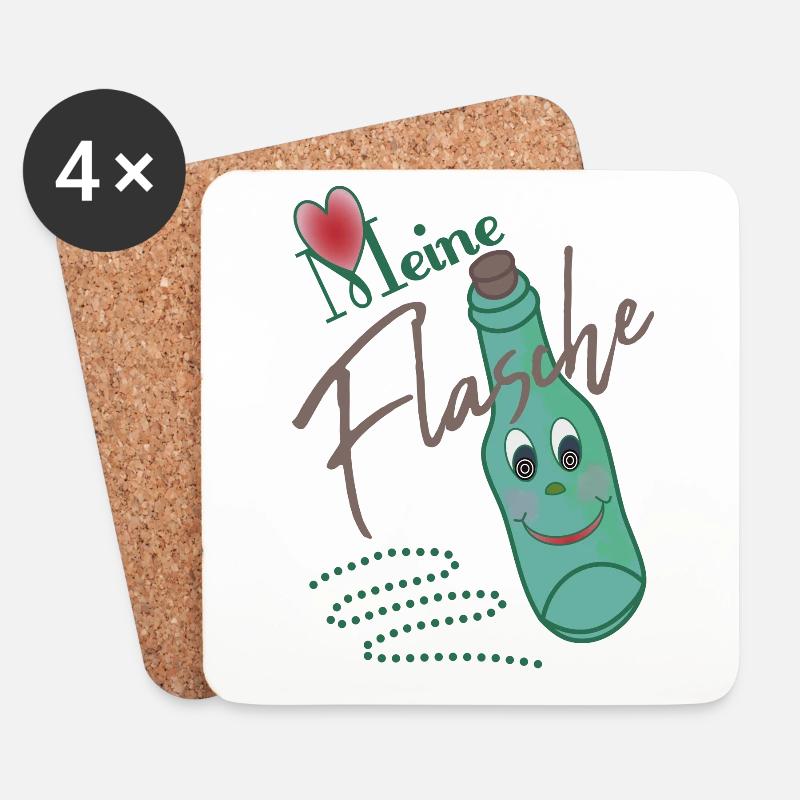 Flasche - Untersetzer (4er-Set) - Weiß